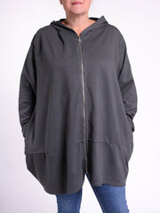 Cotton Hooded Zip up Jacket - 209821, Coats & Jackets, Pure Plus Clothing, Lagenlook Clothing, Plus Size Fashion, Over 50 Fashion