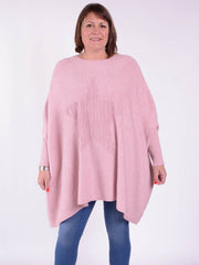 Soft Knit Batwing Sleeve Jumper with Star design - 3600, Jumpers & Cardigans, Pure Plus Clothing, Lagenlook Clothing, Plus Size Fashion, Over 50 Fashion