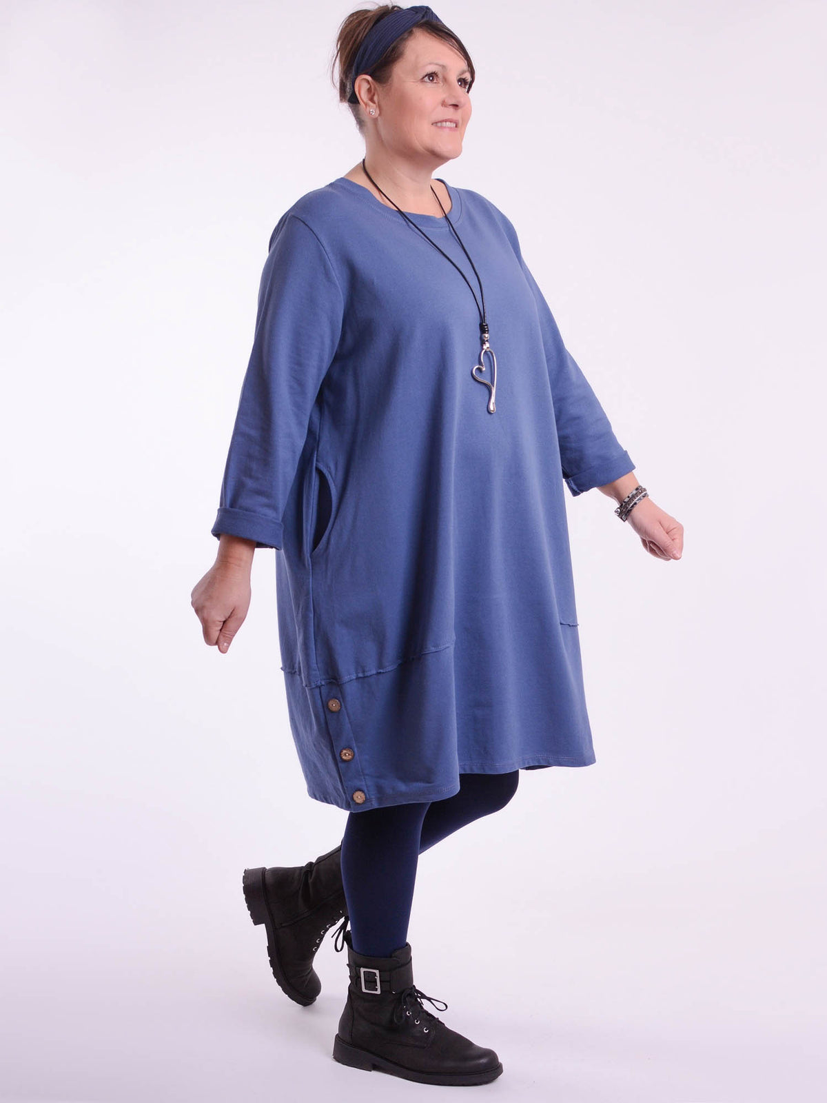 Lagenlook Buttoned Hem Dress - 10667, Dresses, Pure Plus Clothing, Lagenlook Clothing, Plus Size Fashion, Over 50 Fashion