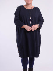 Lagenlook Buttoned Hem Dress - 10667, Dresses, Pure Plus Clothing, Lagenlook Clothing, Plus Size Fashion, Over 50 Fashion