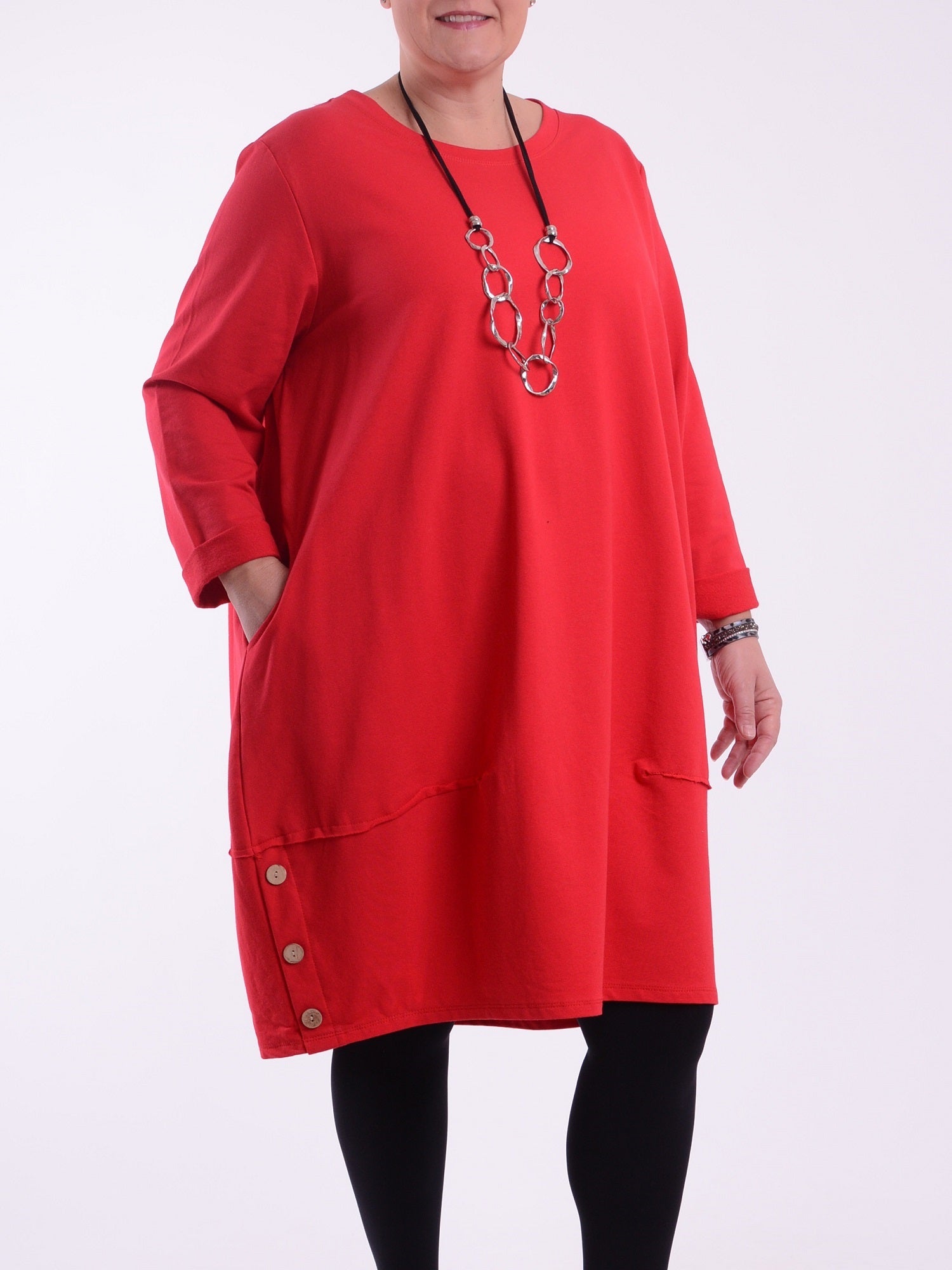 Lagenlook Buttoned Hem Dress - 10667 Pure Plus Clothing Lagenlook Buttoned Hem Dress - 10667 Pure Plus Clothing