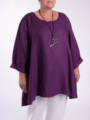 Lagenlook Heavy Linen Quirky Tunic - 9415, Tops & Shirts, Pure Plus Clothing, Lagenlook Clothing, Plus Size Fashion, Over 50 Fashion