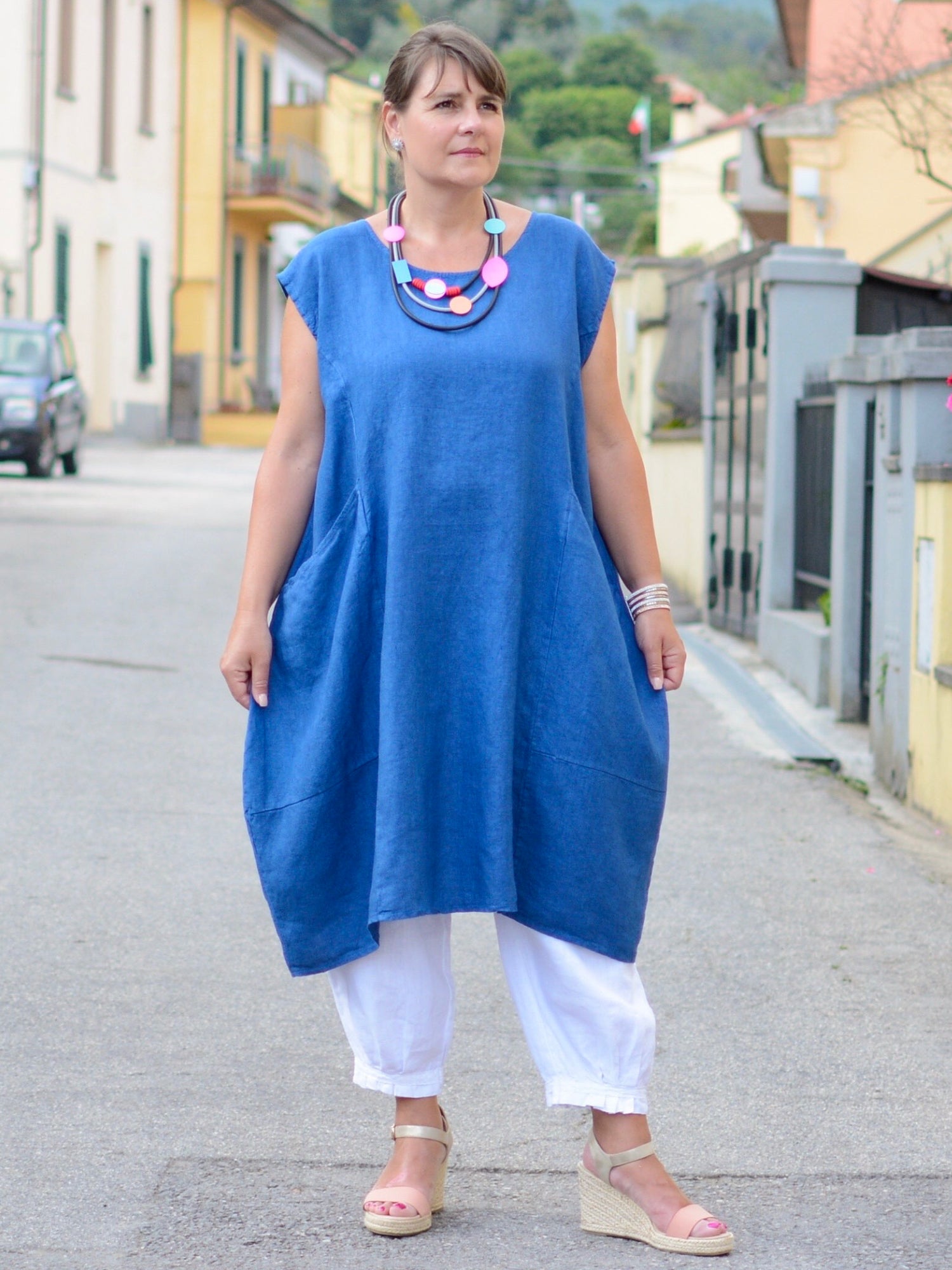 Lagenlook Linen Cap Sleeve Dress with Deep Pockets - 9450 Linen Size 1 - 16 18 20 22 24 / Black Lagenlook Linen Cap Sleeve Dress with Deep Pockets - 9450 Linen Size 1 - 16 18 20 22 24 / Black