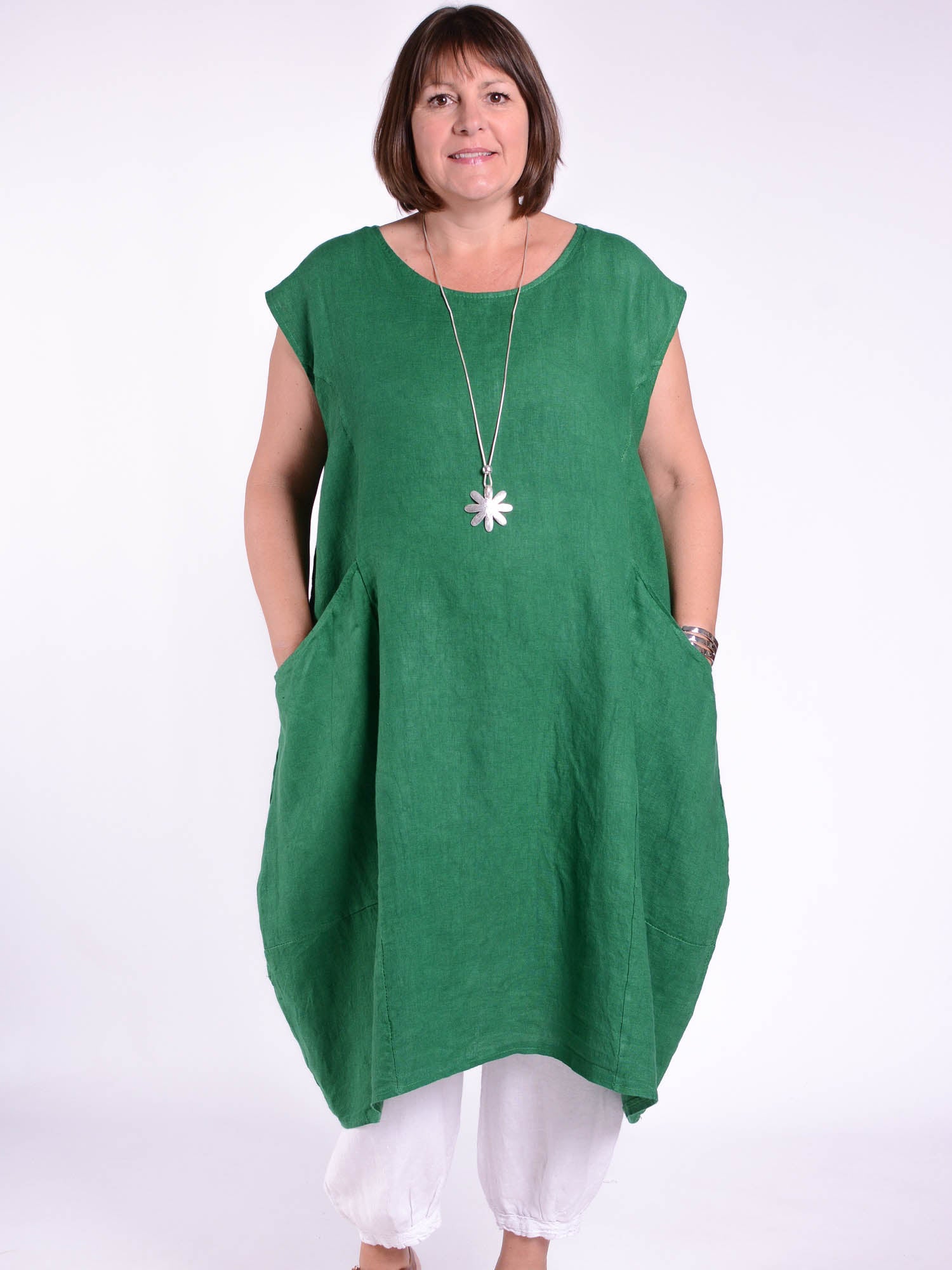 Lagenlook Linen Cap Sleeve Dress with Deep Pockets - 9450 Linen Pure Plus Clothing Lagenlook Linen Cap Sleeve Dress with Deep Pockets - 9450 Linen Pure Plus Clothing