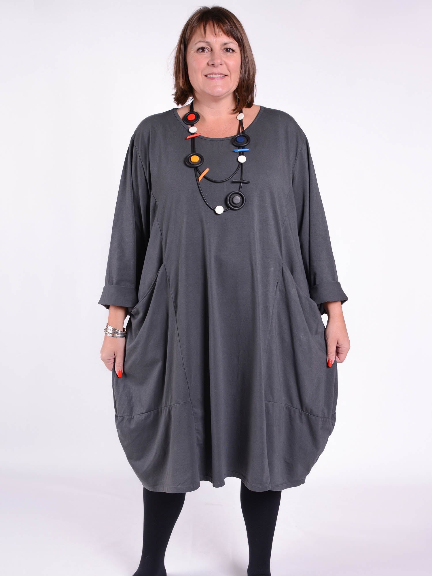 Lagenlook Parachute Dress With Pockets Cotton - 9451C, Dresses, Pure Plus Clothing, Lagenlook Clothing, Plus Size Fashion, Over 50 Fashion