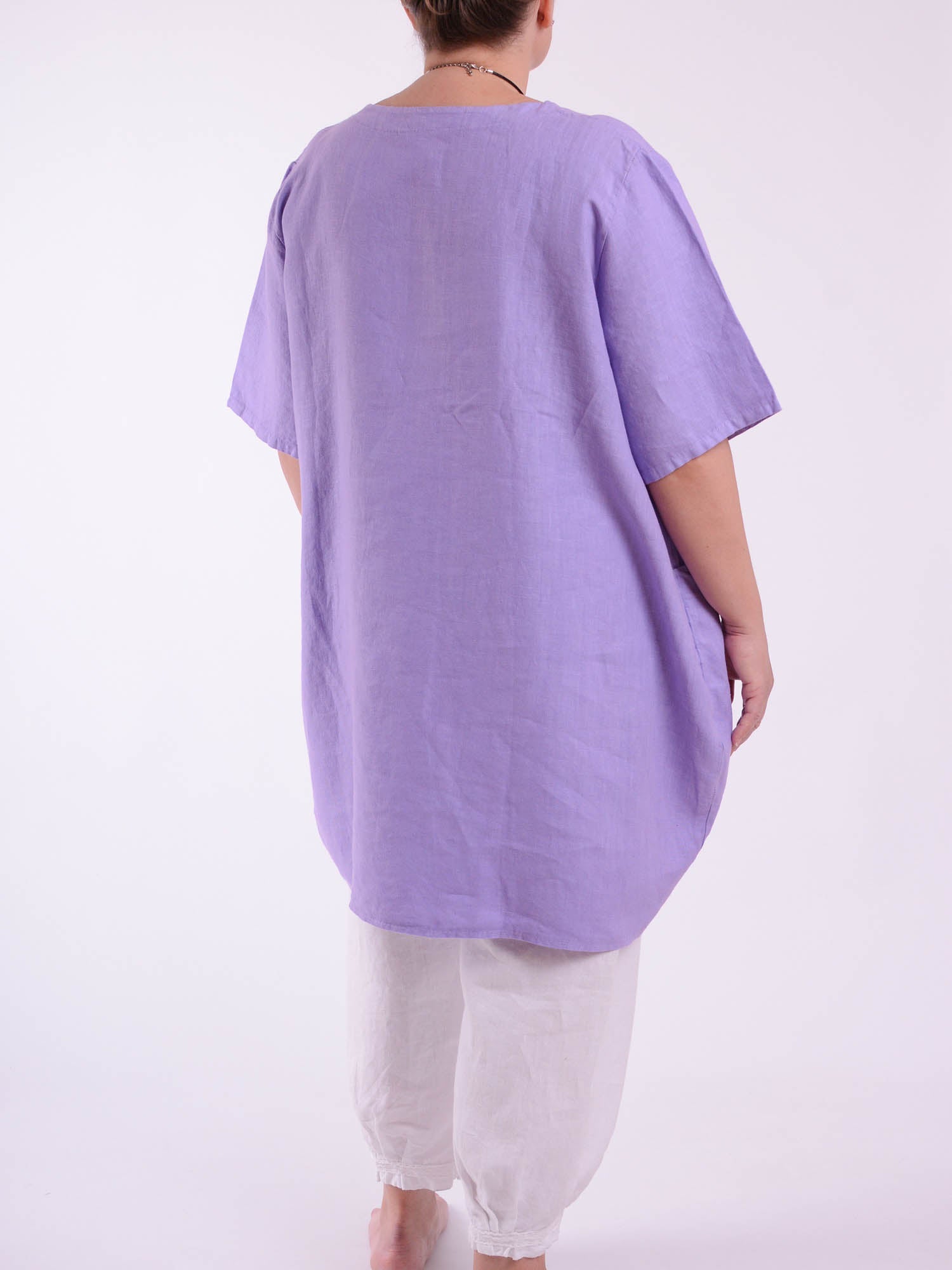 Heavy Linen Quirky Tunic Short Sleeve - 9457, Tops & Shirts, Pure Plus Clothing, Lagenlook Clothing, Plus Size Fashion, Over 50 Fashion