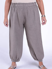 Lace Trim Linen Trousers - 9466, Trousers, Pure Plus Clothing, Lagenlook Clothing, Plus Size Fashion, Over 50 Fashion