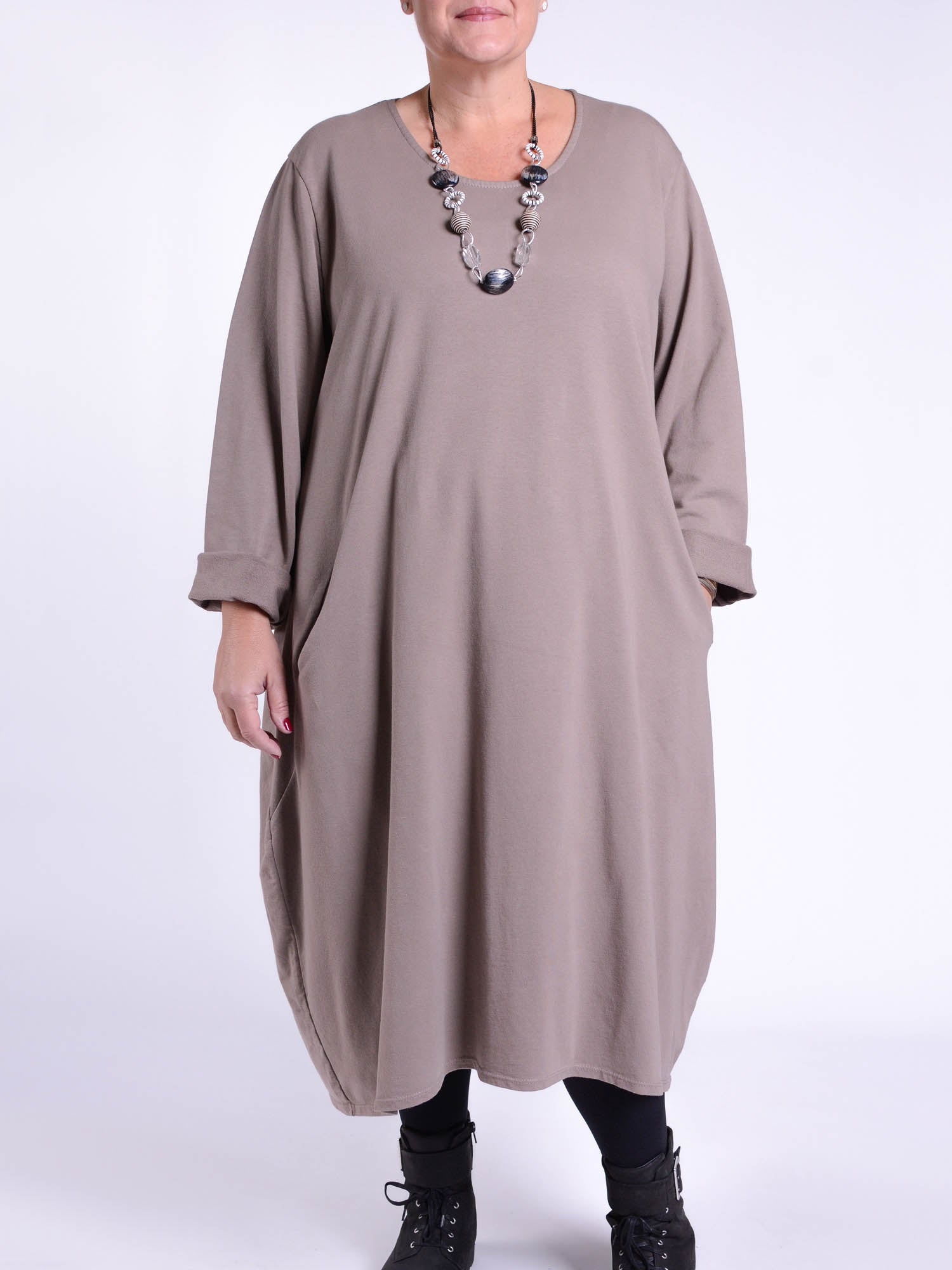 Lagenlook Basic Casual Tunic Dress - 9469 Cotton, Dresses, Pure Plus Clothing, Lagenlook Clothing, Plus Size Fashion, Over 50 Fashion