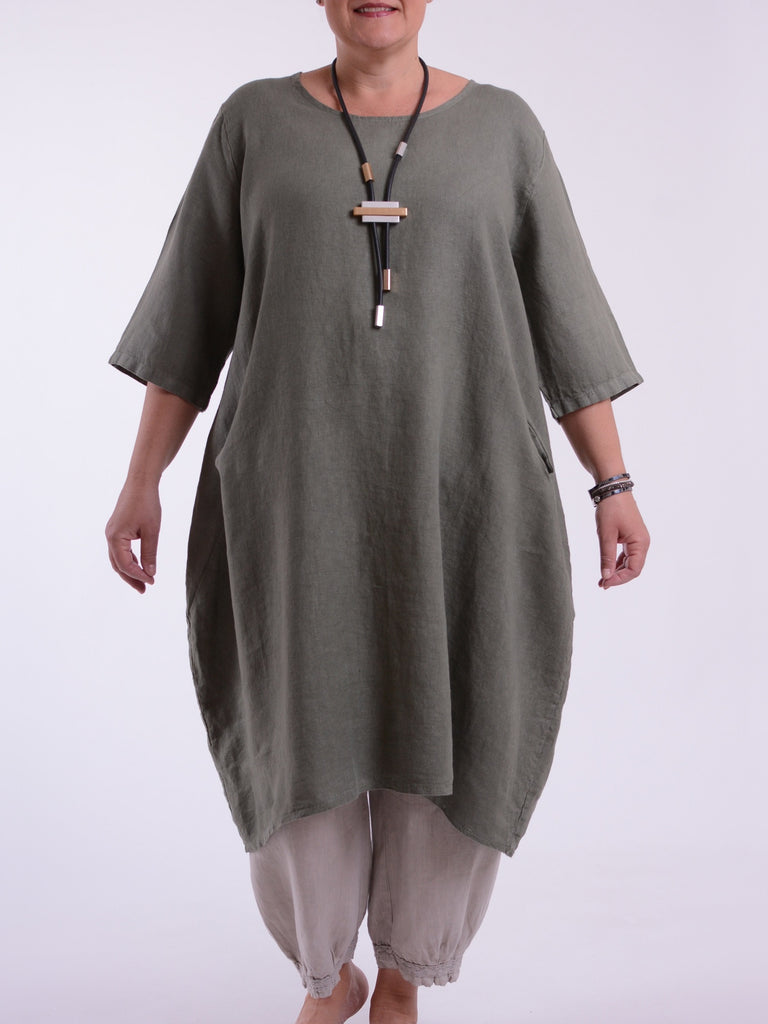 Lagenlook Basic Casual Tunic Dress - 9469 Linen | Pure Plus Clothing