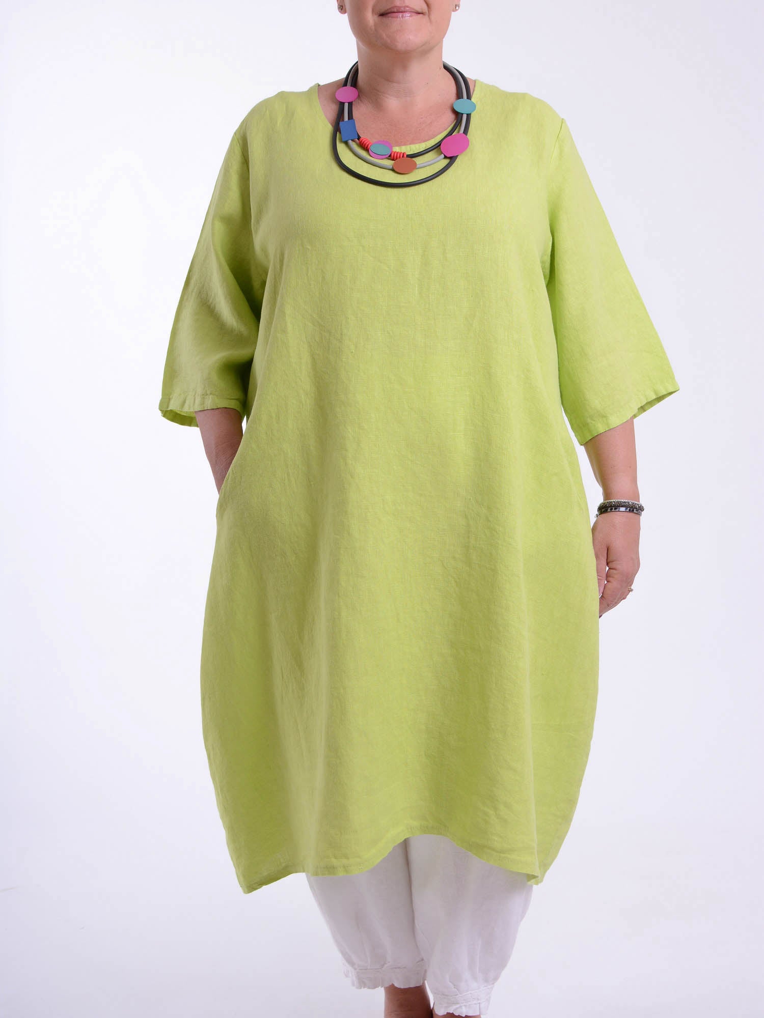 Linen Casual Dress - 9469 Size 2 - 26 28 30 32 / Teal Linen Casual Dress - 9469 Size 2 - 26 28 30 32 / Teal