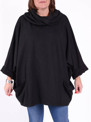 Cotton Cowl Neck Long Length Tunic - 9822, Tops & Shirts, Pure Plus Clothing, Pure Plus Clothing, Lagenlook Clothing, Pure Plus