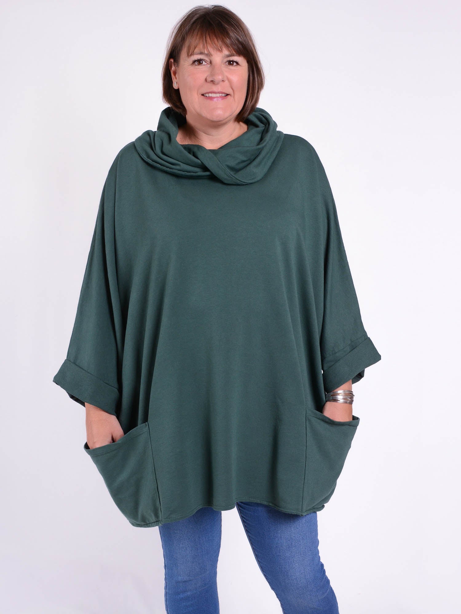 Cotton Cowl Neck Long Length Tunic - 9822, Tops & Shirts, Pure Plus Clothing, Pure Plus Clothing, Lagenlook Clothing, Pure Plus