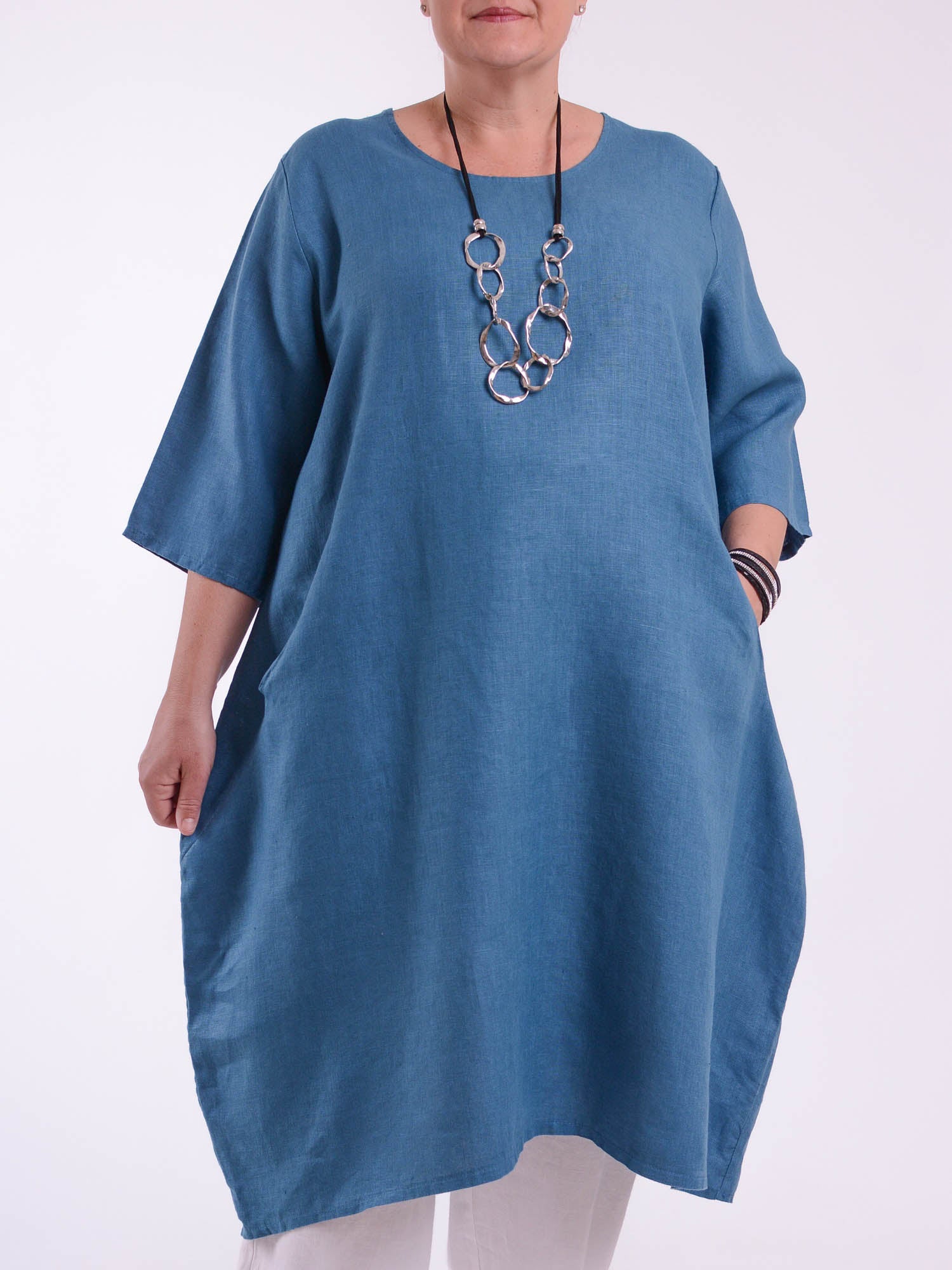 Lagenlook Basic Casual Tunic Dress - 9469 Linen, Dresses, Pure Plus Clothing, Lagenlook Clothing, Plus Size Fashion, Over 50 Fashion