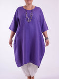 Lagenlook Basic Casual Tunic Dress - 9469 Linen, Dresses, Pure Plus Clothing, Lagenlook Clothing, Plus Size Fashion, Over 50 Fashion