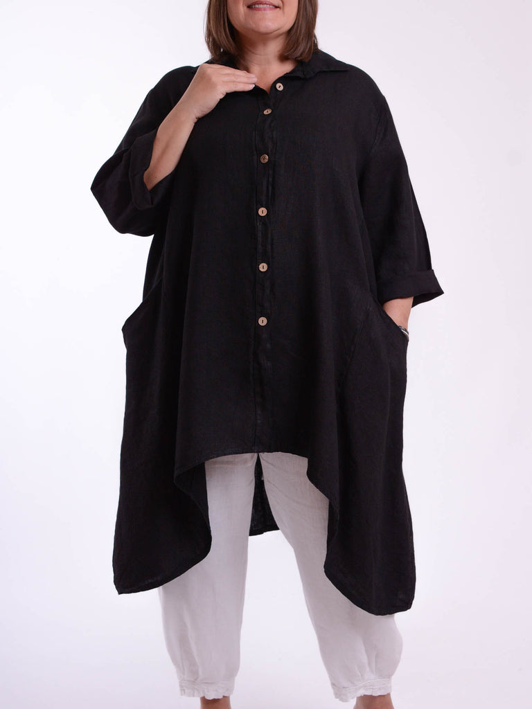 Lagenlook Heavy Linen Shirt Dress - 9445 | Pure Plus Clothing