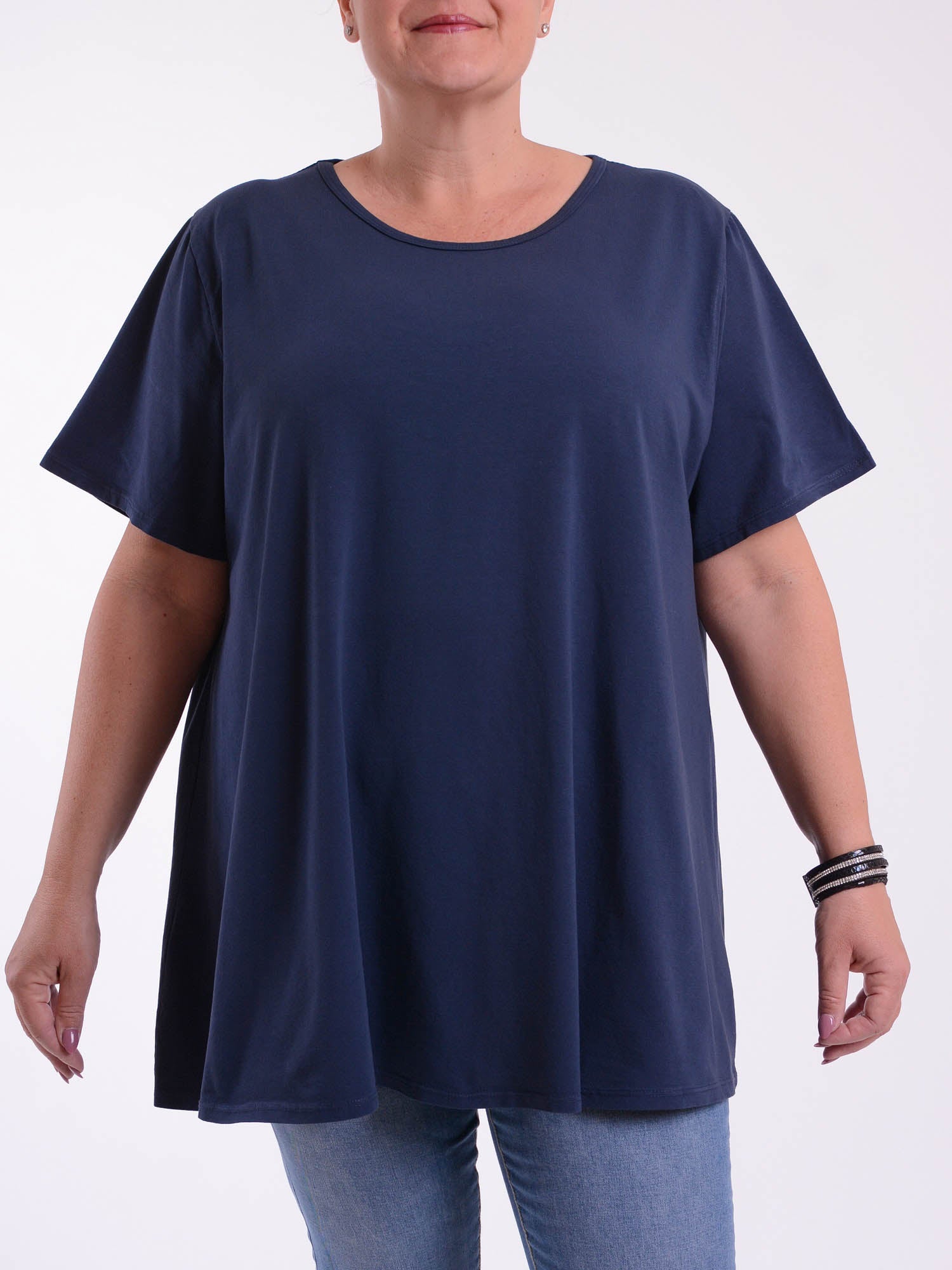 Basic Cotton Swing T Shirt - Round Neck 10516, Tops & Shirts, Pure Plus Clothing, Lagenlook Clothing, Plus Size Fashion, Over 50 Fashion