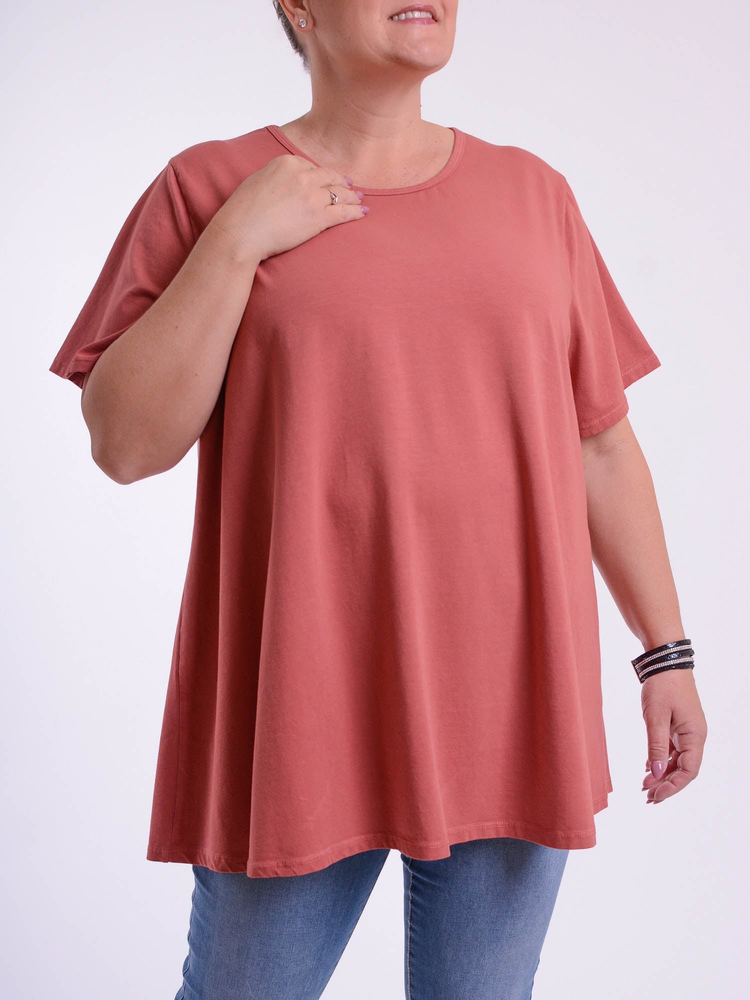 Basic Cotton Swing T Shirt - Round Neck 10516, Tops & Shirts, Pure Plus Clothing, Lagenlook Clothing, Plus Size Fashion, Over 50 Fashion