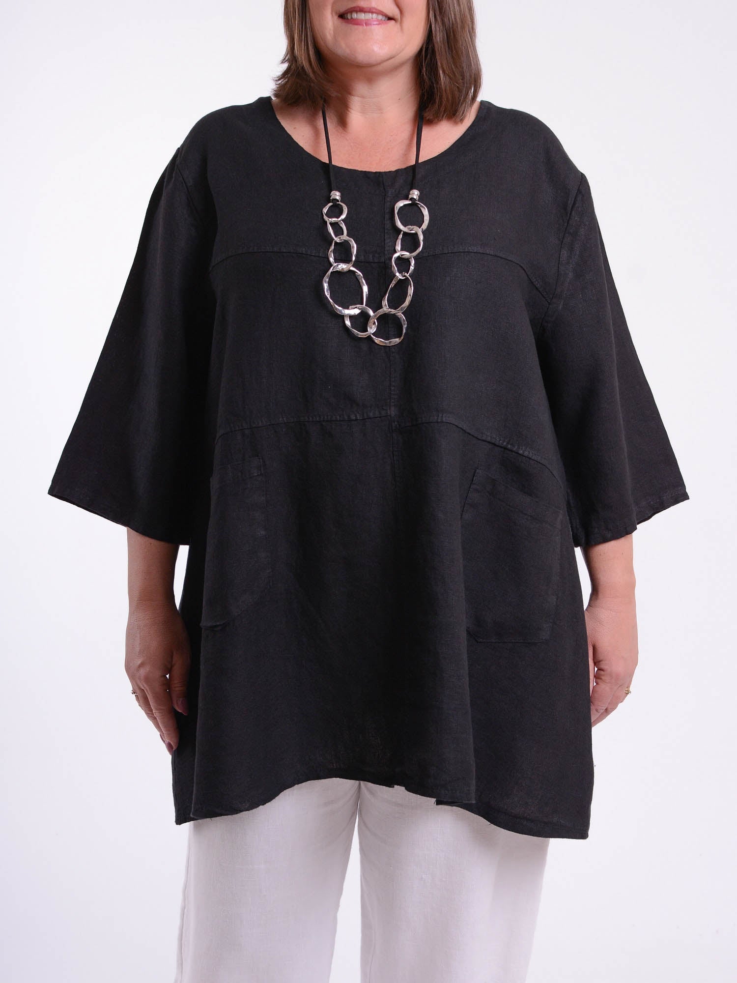 Heavy Linen Tunic - 105151, Tops & Shirts, Pure Plus Clothing, Lagenlook Clothing, Plus Size Fashion, Over 50 Fashion
