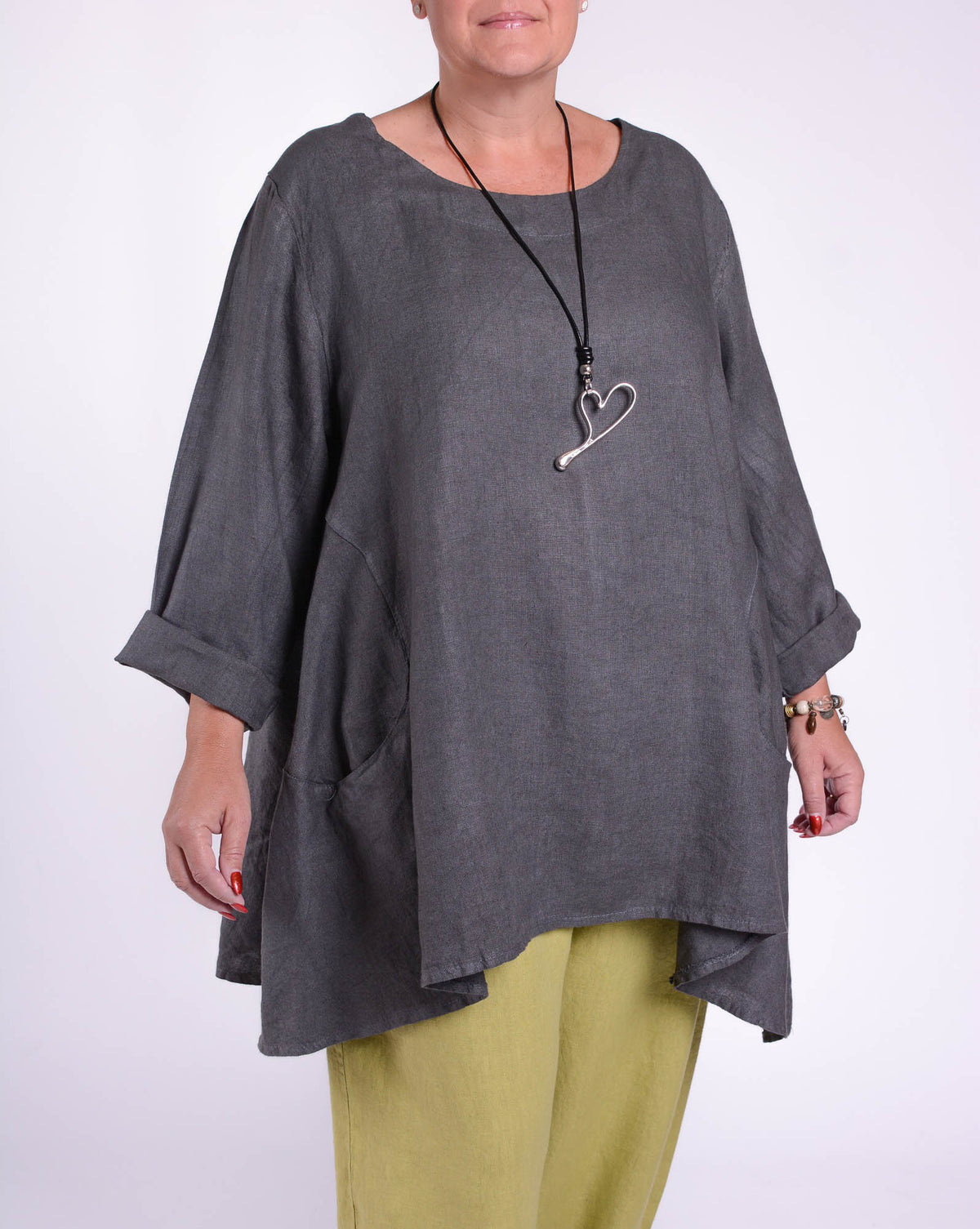 Lagenlook Heavy Linen Quirky Tunic - 9415, Tops & Shirts, Pure Plus Clothing, Lagenlook Clothing, Plus Size Fashion, Over 50 Fashion