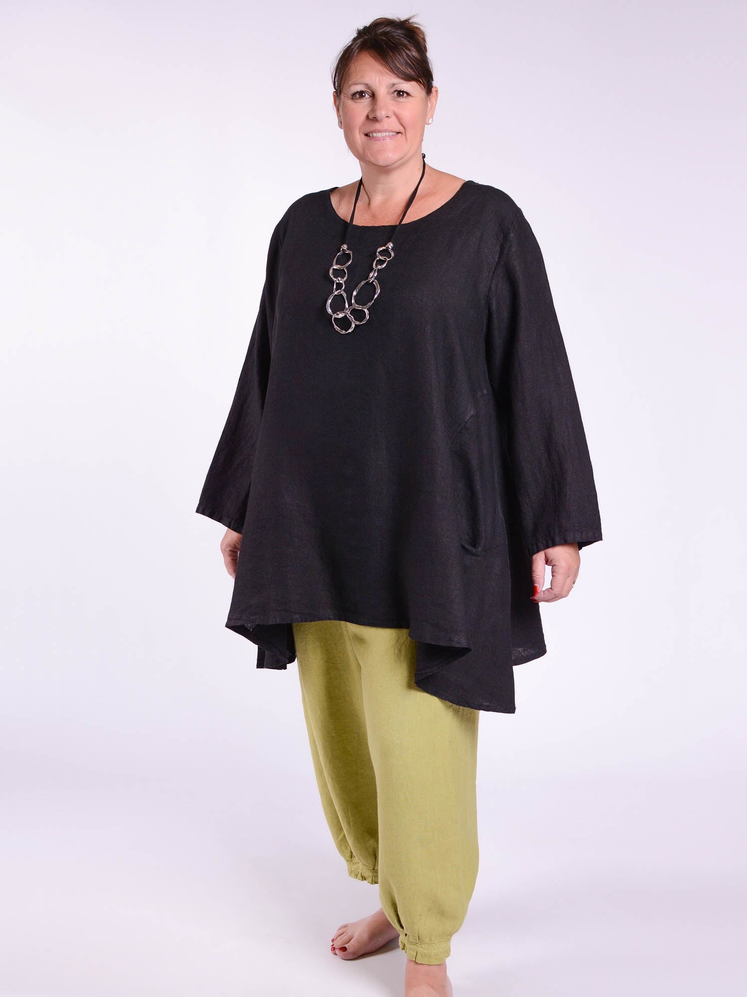 Lagenlook Heavy Linen Quirky Tunic - 9415, Tops & Shirts, Pure Plus Clothing, Lagenlook Clothing, Plus Size Fashion, Over 50 Fashion