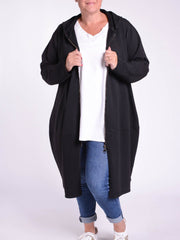 OCTAVIA - Long Cotton Hooded Zip up Jacket - 9821 - Pure Plus Clothing