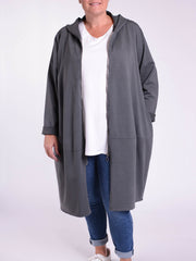 OCTAVIA - Long Cotton Hooded Zip up Jacket - 9821 - Pure Plus Clothing