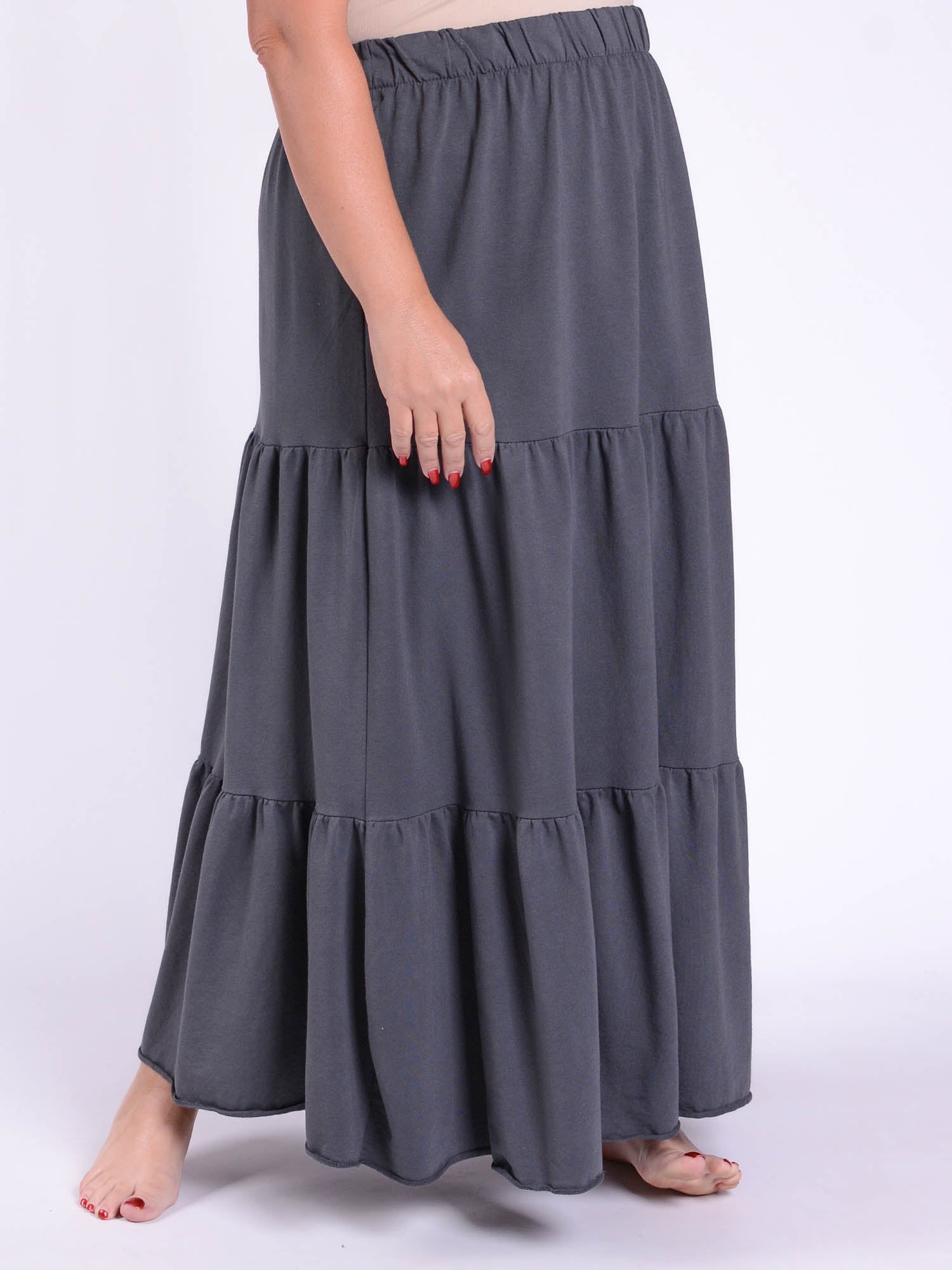 Lagenlook Tiered Cotton Maxi Skirt - 10963, Skirts, Pure Plus Clothing, Lagenlook Clothing, Plus Size Fashion, Over 50 Fashion