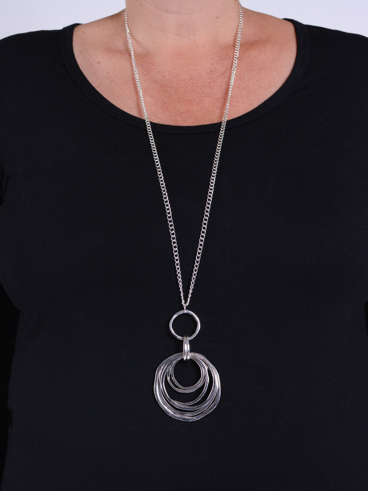 Necklace  - Silver Chain with Circles Pendant - CAT1, Necklaces & Pendants, Pure Plus Clothing, Lagenlook Clothing, Plus Size Fashion, Over 50 Fashion