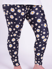 Leggings - Daisies - L15, Trousers, Pure Plus Clothing, Lagenlook Clothing, Plus Size Fashion, Over 50 Fashion