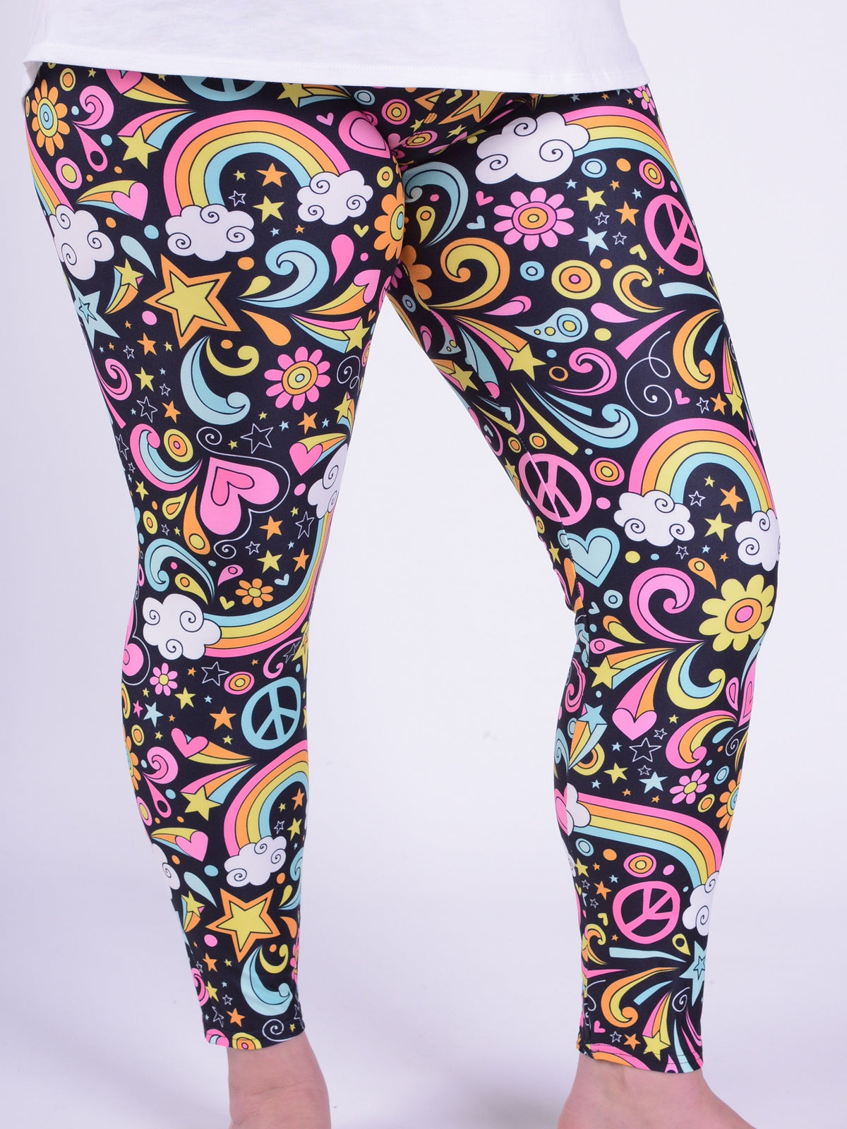 Leggings - Peace and Love - L46, Trousers, Pure Plus Clothing, Lagenlook Clothing, Plus Size Fashion, Over 50 Fashion