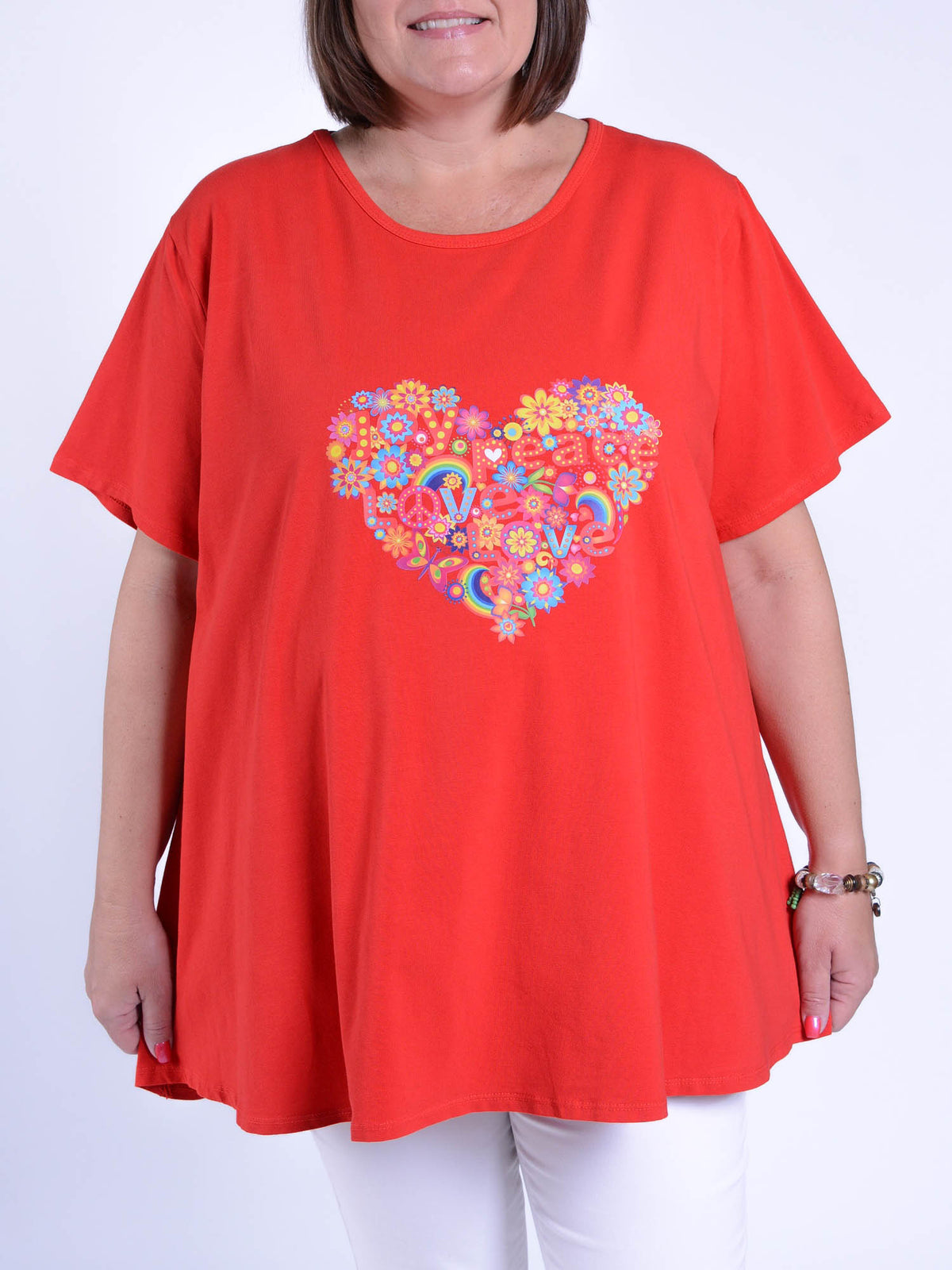 Basic Cotton Swing T Shirt - Round Neck 10516 PEACE AND LOVE, Tops & Shirts, Pure Plus Clothing, Lagenlook Clothing, Plus Size Fashion, Over 50 Fashion