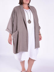Lagenlook Open Linen Jacket - 10844, Coats & Jackets, Pure Plus Clothing, Lagenlook Clothing, Plus Size Fashion, Over 50 Fashion