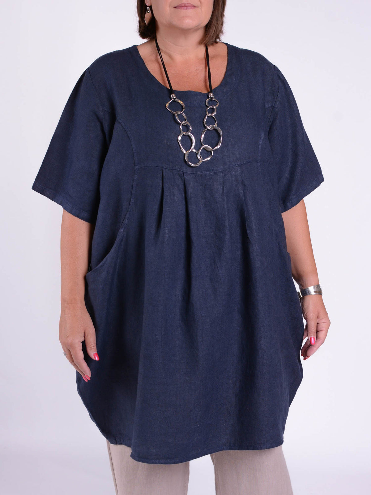 Heavy Linen Quirky Tunic Short Sleeve - 9457, Tops & Shirts, Pure Plus Clothing, Lagenlook Clothing, Plus Size Fashion, Over 50 Fashion