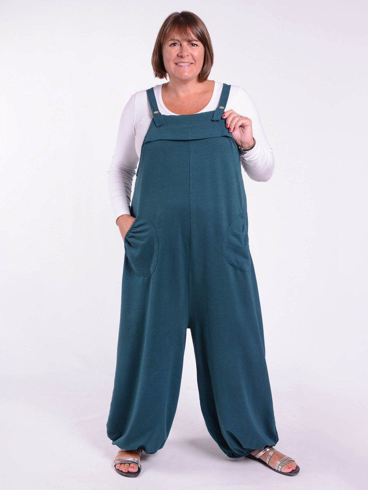 Lagenlook Cotton Dungarees - 8334, Trousers, Pure Plus Clothing, Lagenlook Clothing, Plus Size Fashion, Over 50 Fashion
