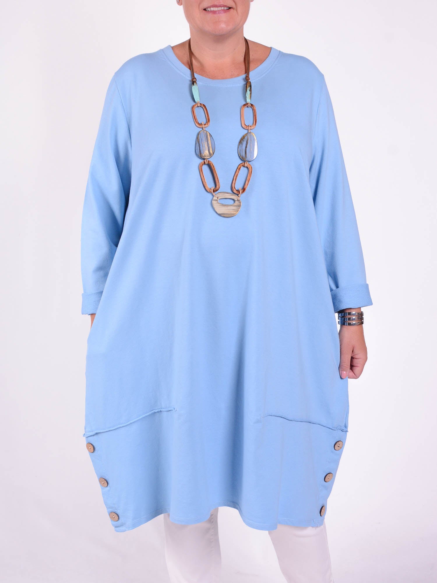 Lagenlook Buttoned Hem Dress - 10667 Pure Plus Clothing Lagenlook Buttoned Hem Dress - 10667 Pure Plus Clothing