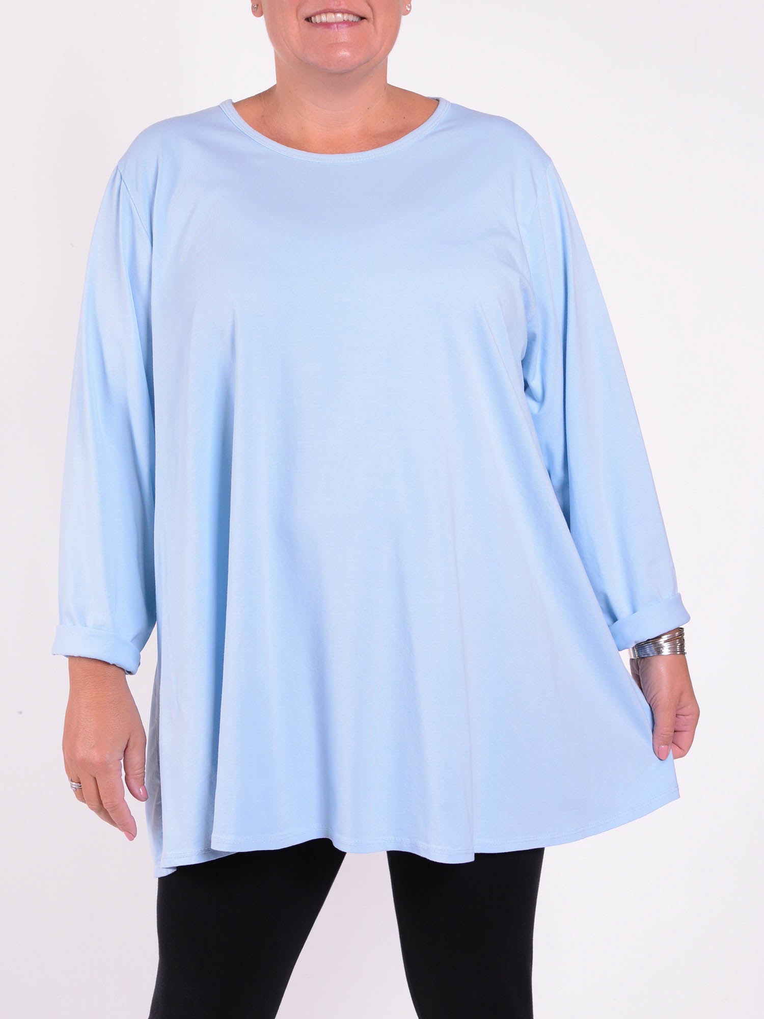 Cotton Swing Top - Round Neck 20516 LONG SLEEVE, Tops & Shirts, Pure Plus Clothing, Lagenlook Clothing, Plus Size Fashion, Over 50 Fashion