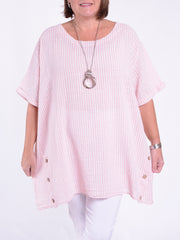 Lagenlook Stripe Cotton Button Tunic - 11684, , Pure Plus Clothing, Lagenlook Clothing, Plus Size Fashion, Over 50 Fashion