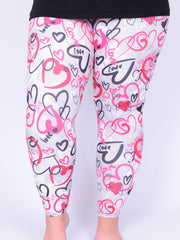 Leggings - Love Hearts - L40, Trousers, Pure Plus Clothing, Lagenlook Clothing, Plus Size Fashion, Over 50 Fashion