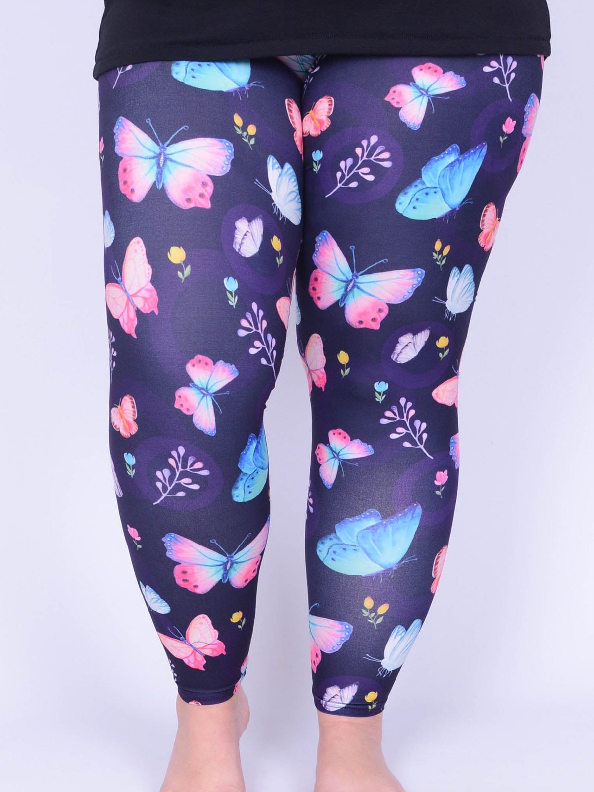 Leggings - Butterflies - L44, Trousers, Pure Plus Clothing, Lagenlook Clothing, Plus Size Fashion, Over 50 Fashion