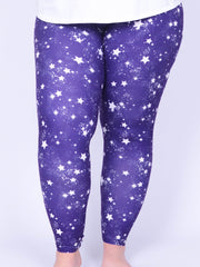Leggings - Purple Stars - L6, Trousers, Pure Plus Clothing, Lagenlook Clothing, Plus Size Fashion, Over 50 Fashion