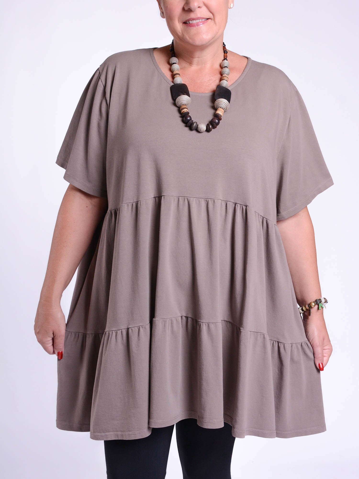 Cotton Tiered Tunic - 10955, Tops & Shirts, Pure Plus Clothing, Lagenlook Clothing, Plus Size Fashion, Over 50 Fashion